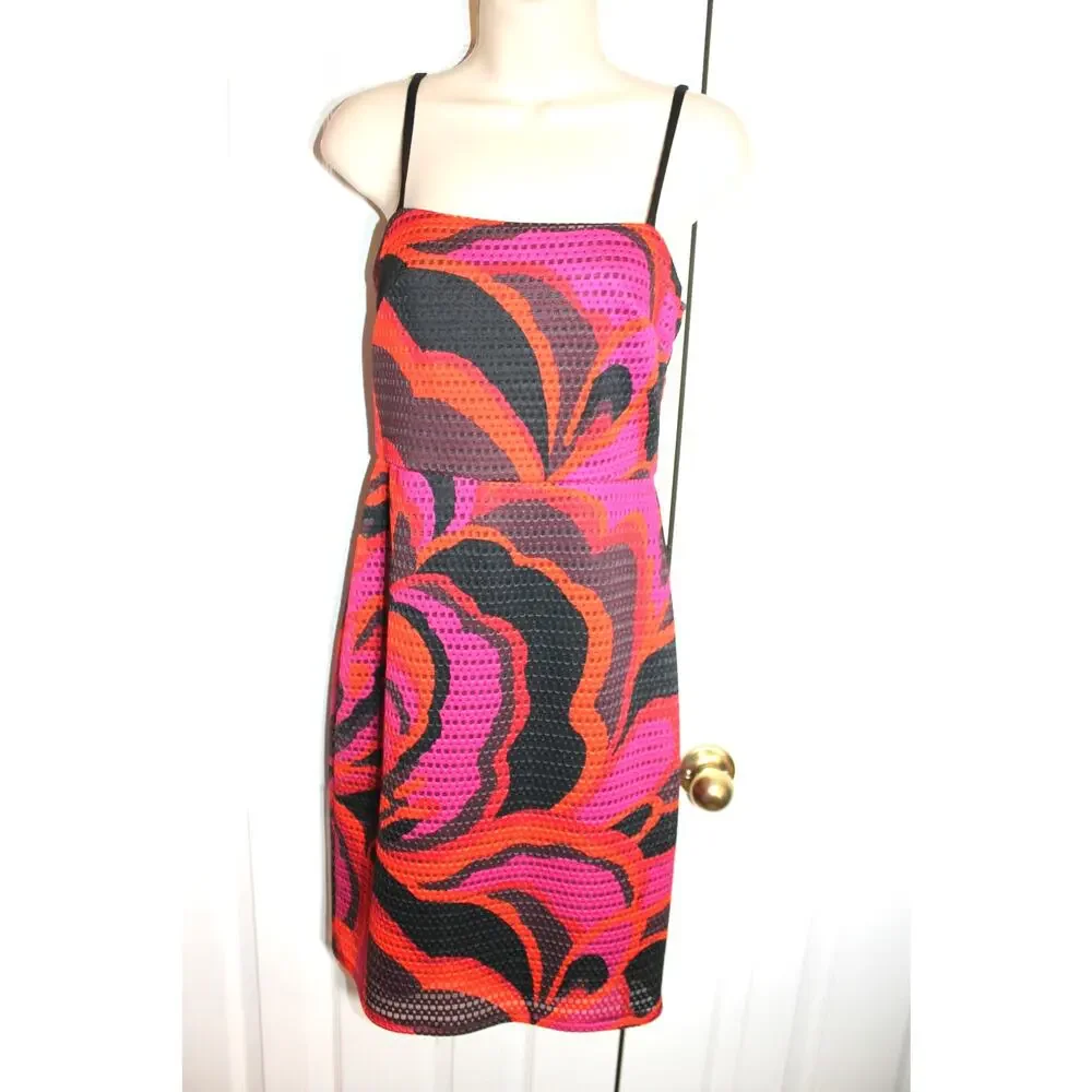 Trina by Trina Turk Abstract Colorful Print Midi Dress sz 2 - Picture 2 of 4